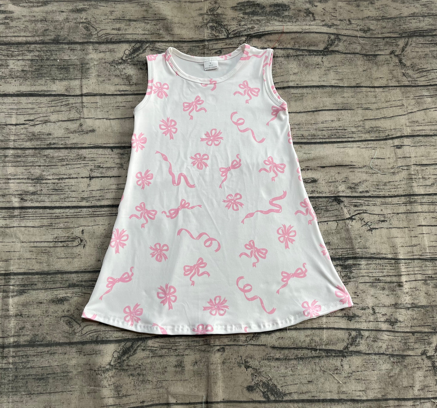 Baby Girl Sleeveless Pink Bows Knee Length Dress RTS
