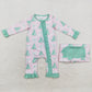 Baby Girl Long Sleeves Christmas Tree Pink Zipper Bamboo Romper