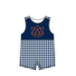 ( Moq 5 ) Baby Boys Kids Sleeveless AU Navy Plaid Team Summer Romper
