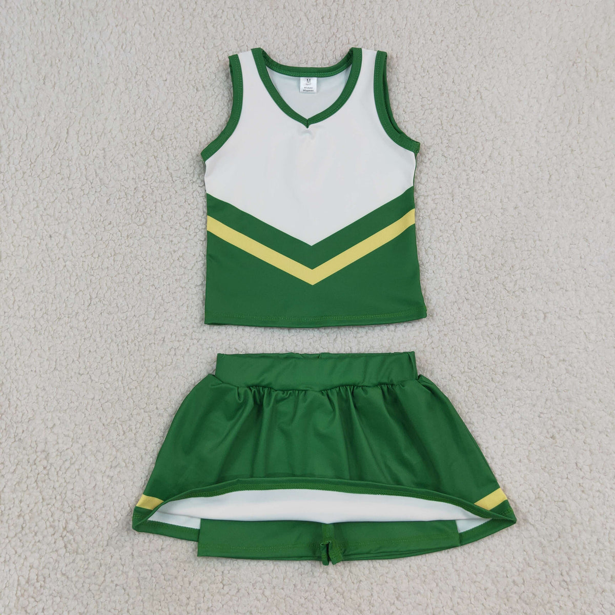 Baby Girls Kids Sleeveless Shirt Green Skirt Shorts Yoga Active Team Cheer Set Clothes RTS