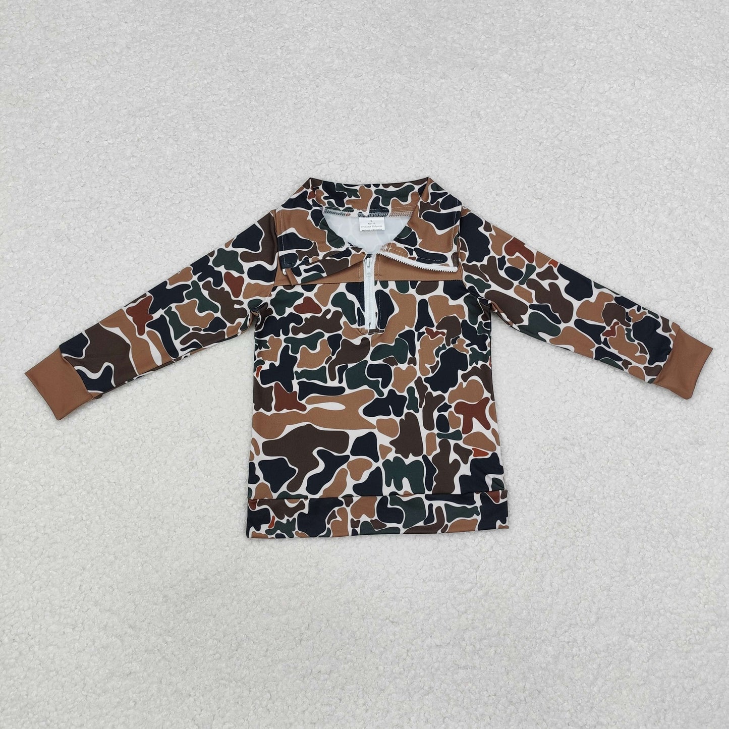 Baby Boy Camo Brown Long Sleeves Zipper Pullover Shirt