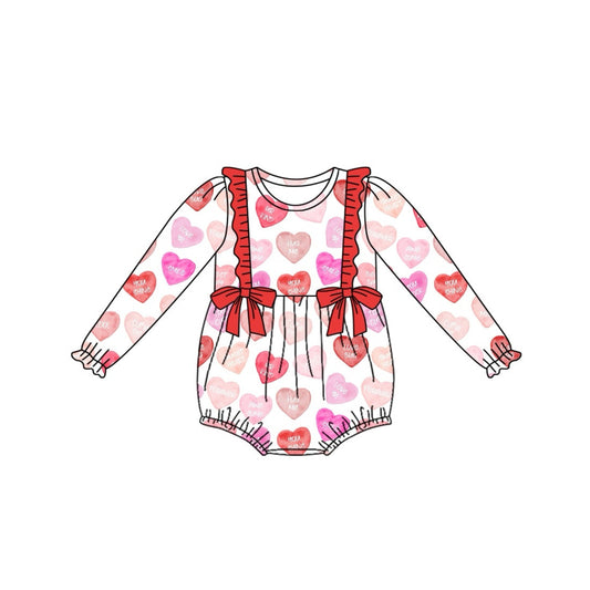 Baby Girl Infant Long Sleeves Hearts Bubble Romper Moq 5