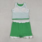 Sibling Baby Girls Kids Sleeveless Shirts Scallop Skirts Shorts Yoga Active Sets Clothes RTS