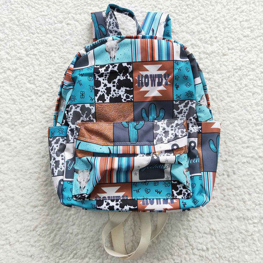 BA0077 Baby Kids Western Cow Cactus Bag Backpack