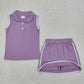 Baby Girl Purple Pullover Buttons Shirt Shorts Skirt Skort Clothes Sports Set RTS