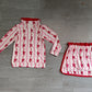 ( No moq ) Preorder Baby Girls Kids Long Sleeves Hearts Bows Shirt Skirt Shorts Valentine Set Clothes