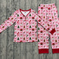Adult Woman Gingerbread Bows Santa Shirt Pants Christmas Pajamas Clothes Set RTS