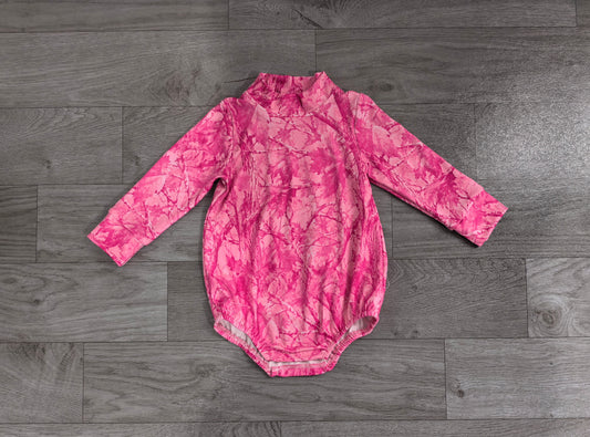 ( No moq ) Preorder Baby Girls Infant Pink Long Sleeves Leaves Bubble Romper Camo Clothes