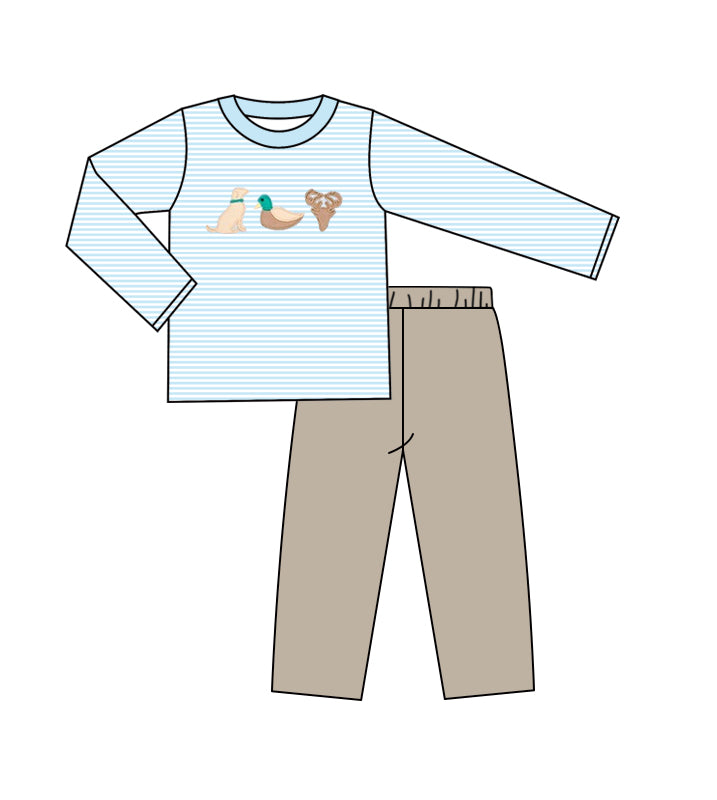 Pre-order Baby Boy Dog Duck Deer Shirt Pants Clothes Set