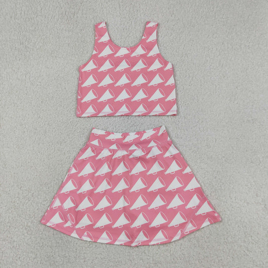 Baby Girls Kids Sleeveless Cheer Athletic Active Wear Tops Shorts Skirt Clothes Set RTS