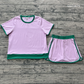 Adult Women Short Sleeves Shirt Shorts Pink Cotton Clothes Set RTS