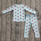 Baby Boy Long Sleeves Christmas Santa Shirt Pants Blue Pajamas Clothes Set RTS