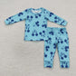 Promotion Baby Boy Long Sleeves Pants Cartoon Outfit Blue Pajamas