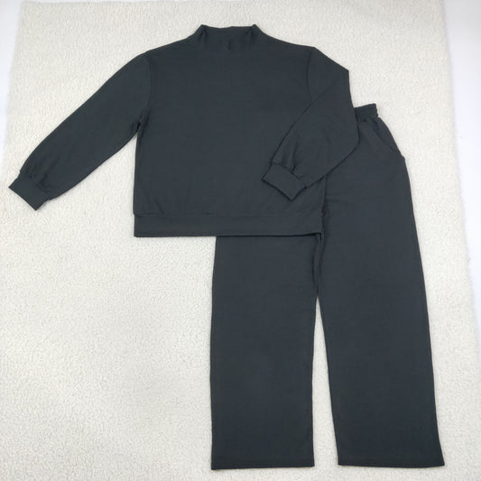 Sibling Baby Girls Adult Women Long Sleeves Black Shirts Pockets Pants Cotton Sets RTS