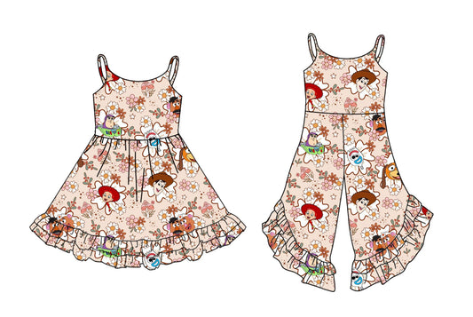 Baby Girl Straps Flower Cartoon Toys Sibling Dress Jumpsuit ( Moq 5 Each Style ) 3.1