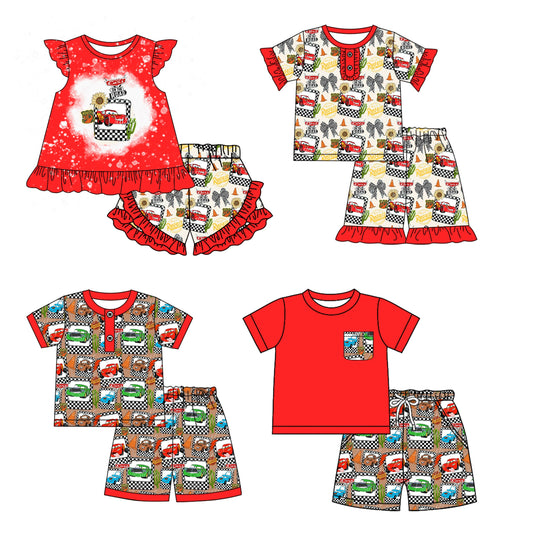 Baby Boy Girl Short Sleeves Car Bows Sibling Set ( Moq 5 Each Style ) 12.30