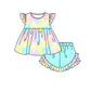 Baby Girl Short Sleeves Colorful Rabbit Easter Tops Shorts Set Moq 5