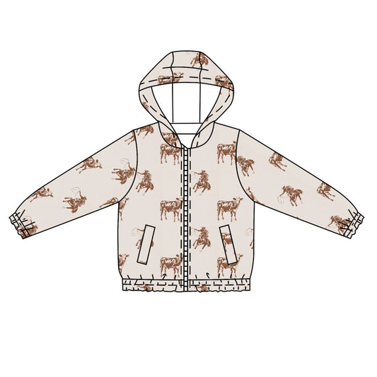 Baby Boy Kids Long Sleeves Hoodie Rodeo Zipper Pocket Western Cardigan Tops