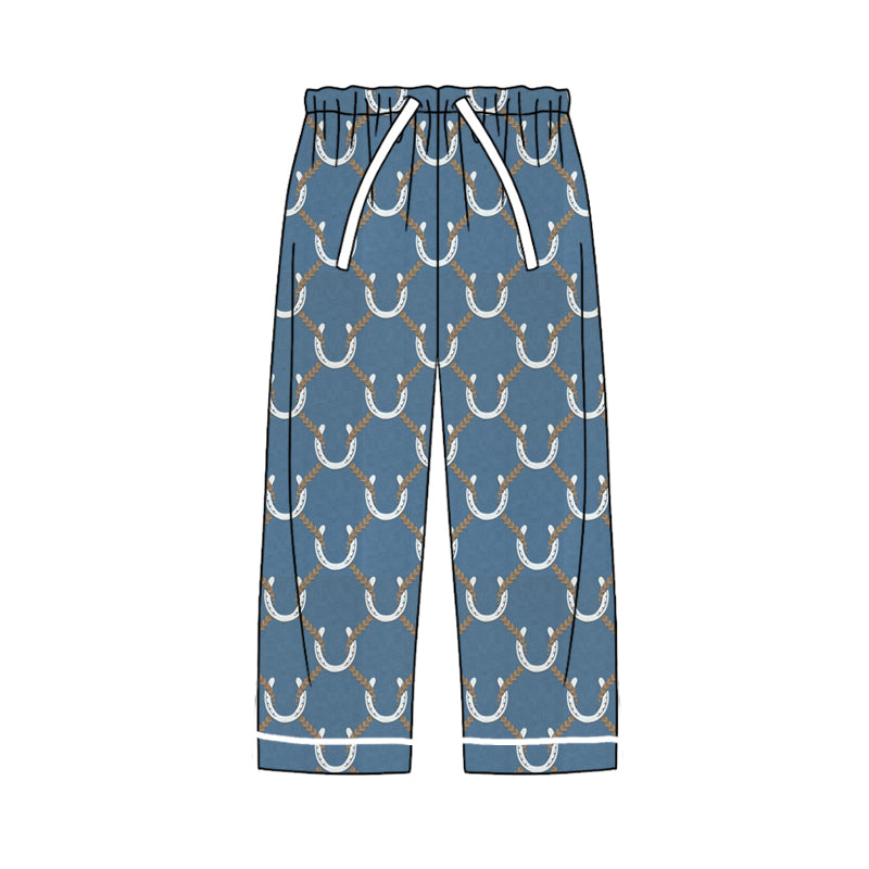 Adult Men Western Horseshoe Pajamas Pants