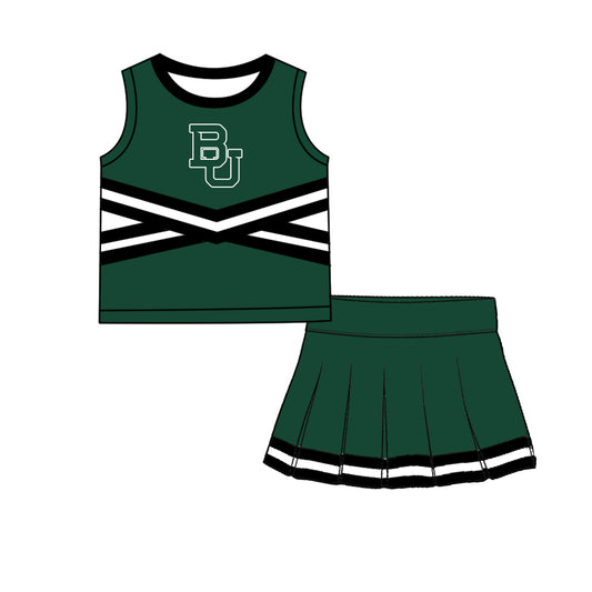 ( Moq 5 ) Baby Girls Kids Sleeveless Vest Skirt Shots Team Set Clothes