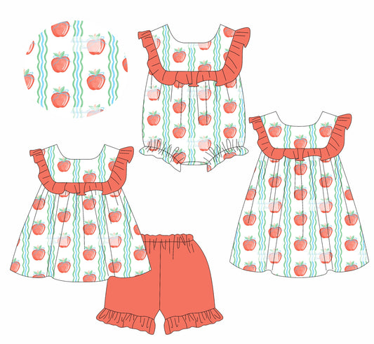 Baby Girl Back To School Apple Sibling Romper Dress Set ( Moq 5 Each Style ) 3.15