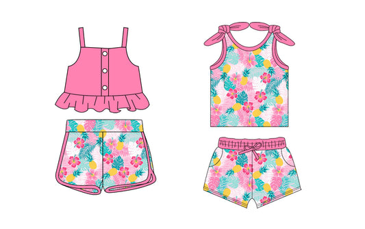 Baby Girl Straps Summer Flower Shorts Sibling Set ( Moq 5 Each Style ) 2.17
