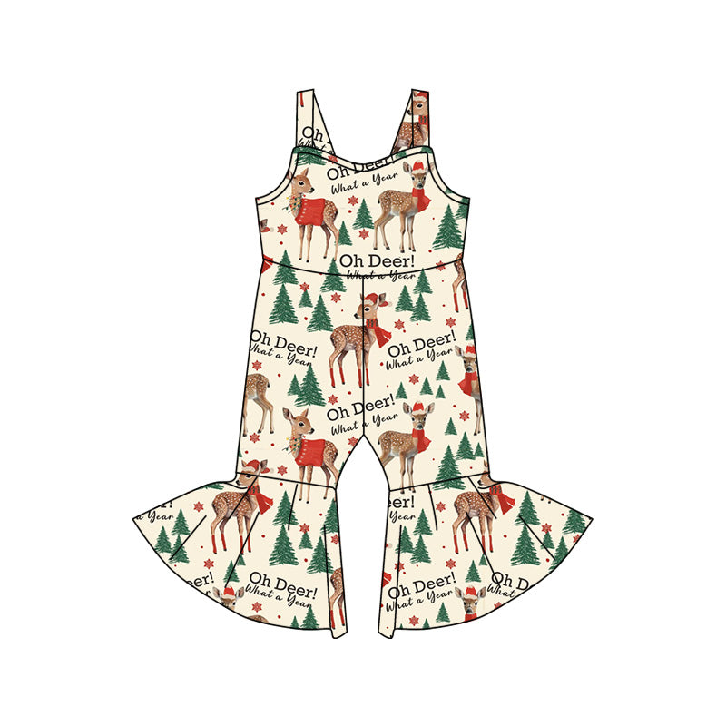 Baby Girl Sleeveless Deer Tree Christmas Clothes Jumpsuit