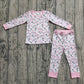 Baby Girl Long Sleeves Halloween Ghost Plaid Shirt Pants Pajamas Pink Set RTS