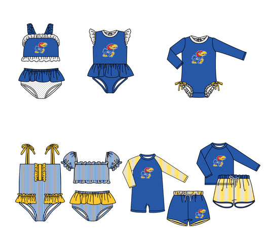 ( Moq 5 Each Style ) Baby Boys Girls Kids Team Sibling Blue Jumpsuits Sets Swimsuits