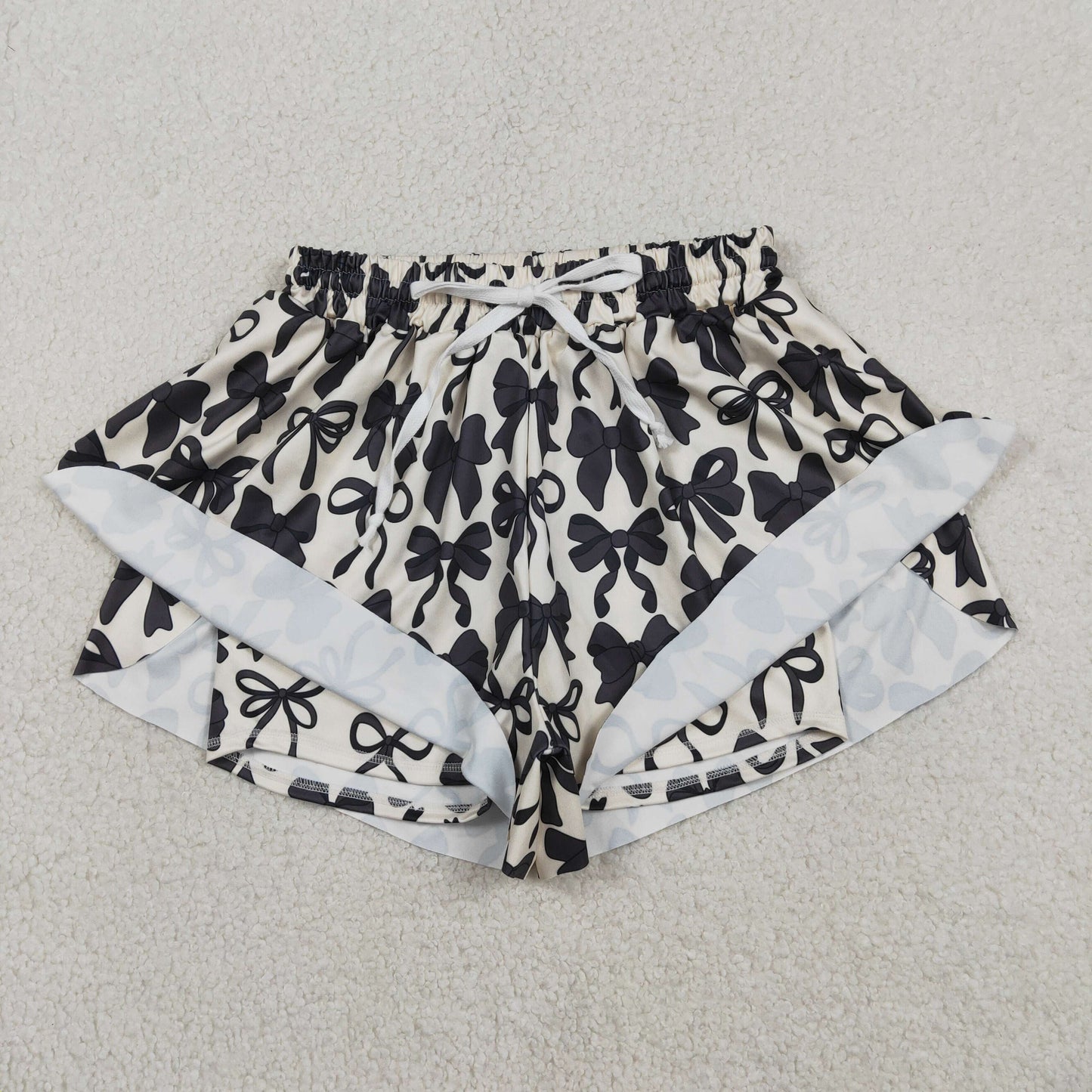 Adult Women Black Bows Yoga Southern Shorts Bottoms RTS