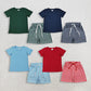 Sibling Baby Boys Kids Short Sleeves Shirts Pockets Shorts Summer Sets Clothes RTS