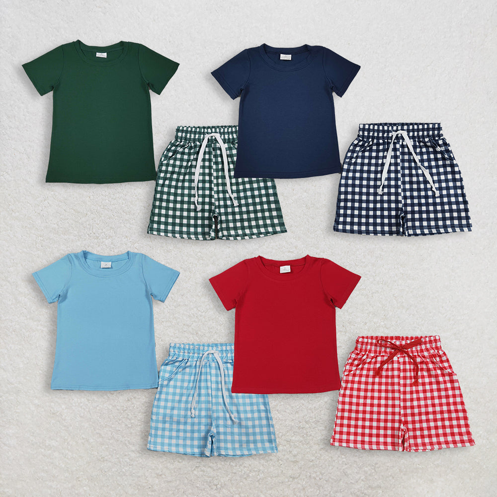 Sibling Baby Boys Kids Short Sleeves Shirts Pockets Shorts Summer Sets Clothes RTS