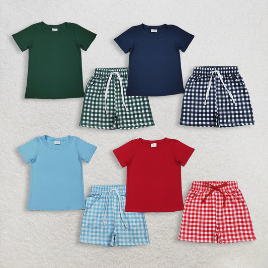 Sibling Baby Boys Kids Short Sleeves Shirts Pockets Shorts Summer Sets Clothes RTS