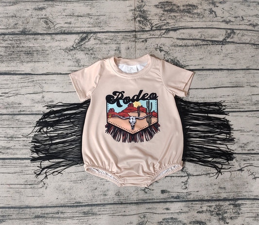 No moq Pre-order SR0464 Baby Kids Tassel Western Rodeo Romper