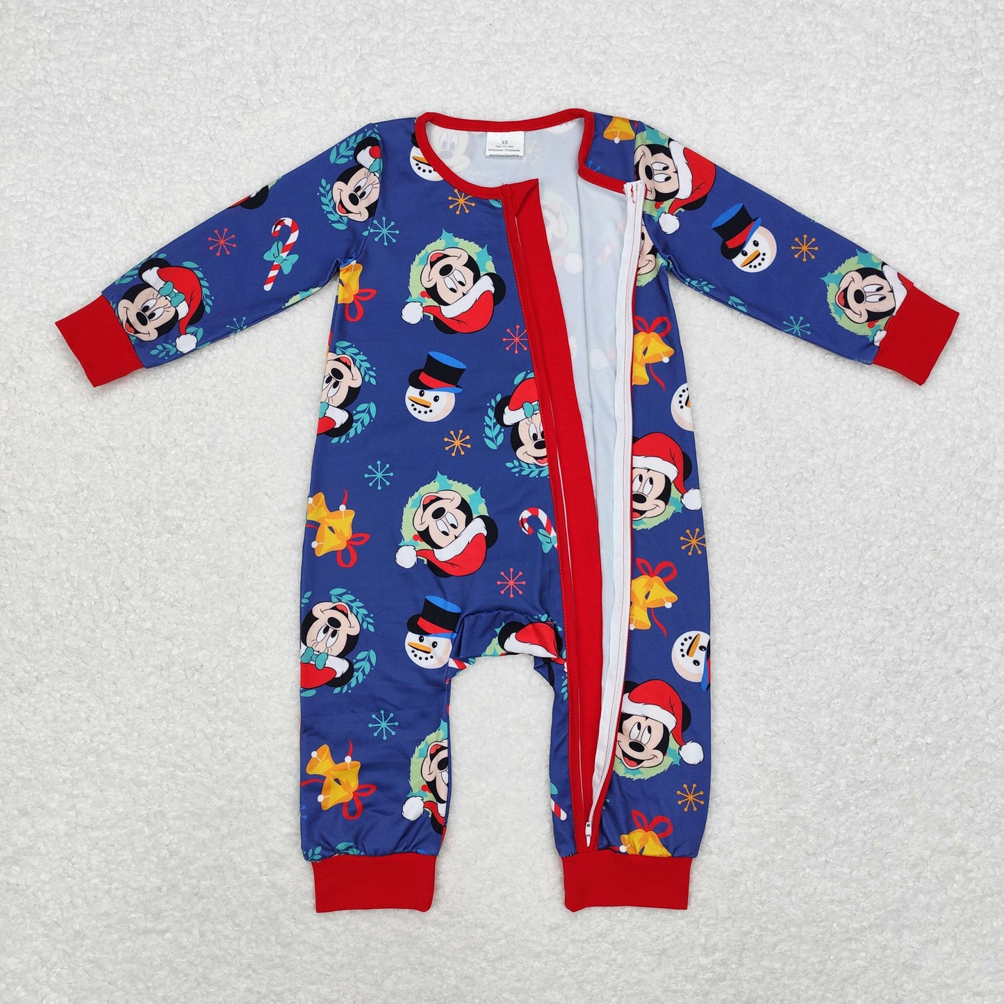 Baby Boy Christmas Cartoon Mouse Hats Zipper Romper