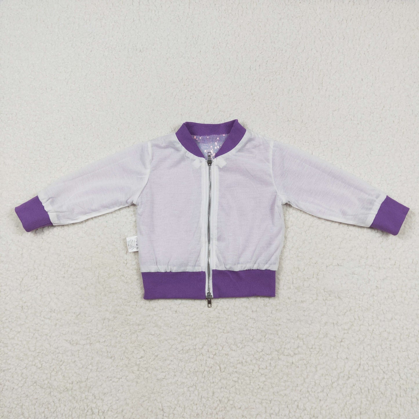 Baby Girl Long Sleeves Purple Sequins Zipper Jacket Coat Tops