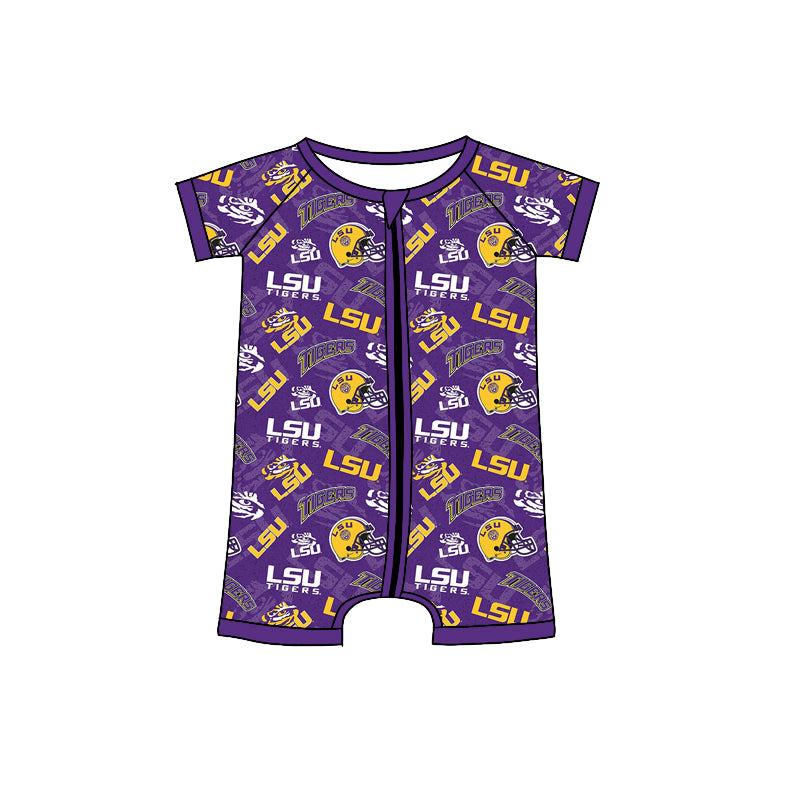 Pre-order Baby Boy Team Purple Zipper Short Sleeves Romper