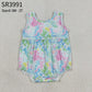 Baby Girls Infant Sleeveless Sea Flower Bubble Romper RTS