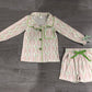 Baby Girls Kids Christmas Tree Bows Buttons Shirt Pockets Shorts Pajamas Set Clothes RTS