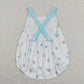 SR0732 Valentine's Day Baby Boy Sleeveless Blue Hearts Pocket One Piece Valentine's Day Romper