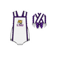 ( Moq 5 ) Baby Girls Kids Sleeveless Tiger Dots Purple Bows Team Romper