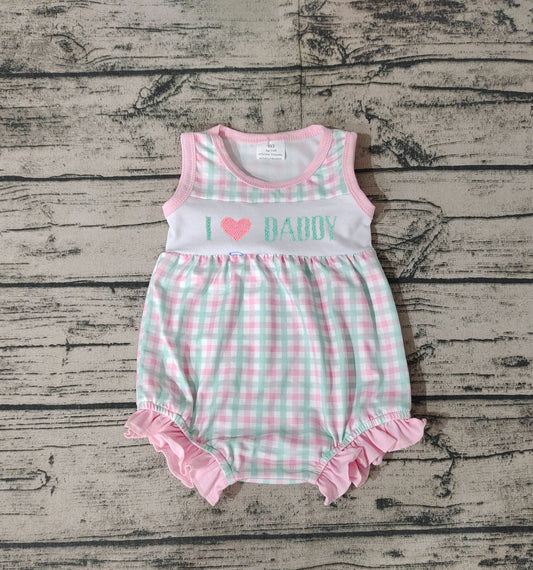 No moq Pre-order SR0713 Baby Girl I Love Daddy Plaid Romper