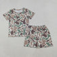 Toddler Kids Short Sleeves Deer Camo Shirt Shorts Hunting Pajamas Set RTS