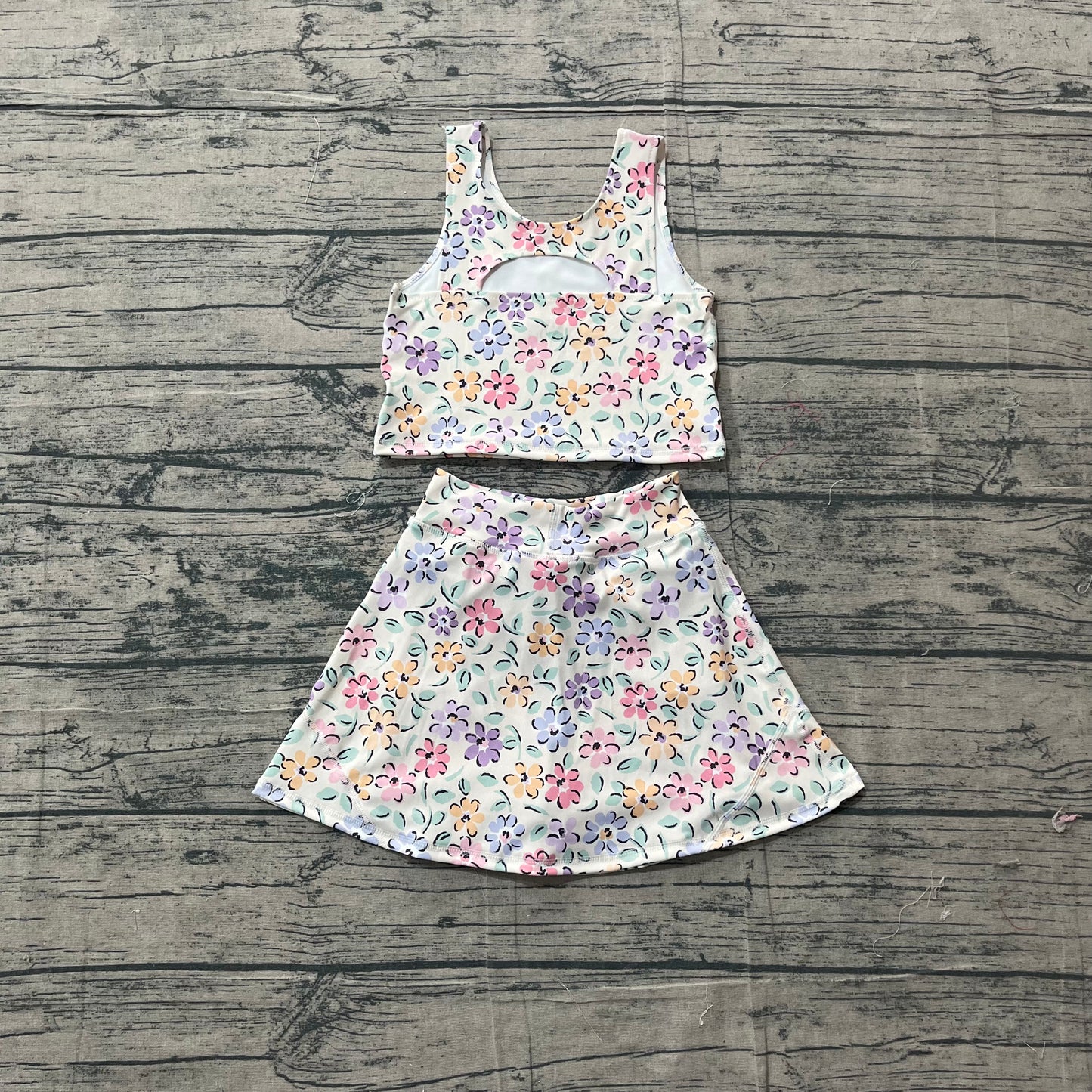 Baby Girls Kids Flower Tops Skirt Shorts Yoga Summer Set RTS