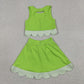Baby Girls Kids Sleeveless Tops Bows Skirt Shorts Yoga Green Set RTS