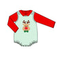 Baby Girl Red Shirt Christmas Deer Green Plaid Dress Set