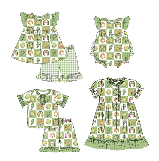 Baby Girl Short Sleeves St Patrick Sibling Romper Dress Set ( Moq 5 Each Design ) 12.10
