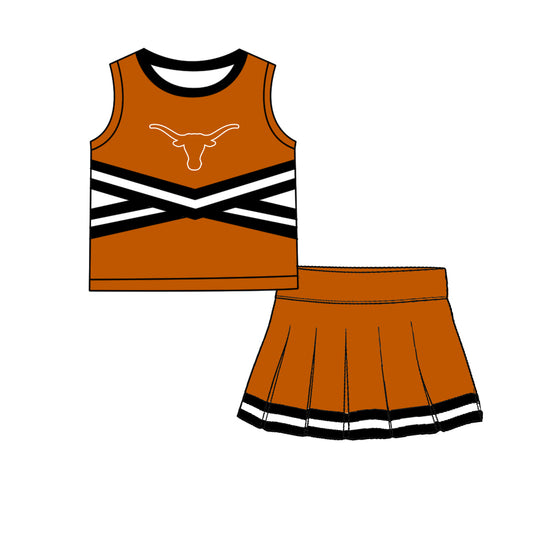 ( Moq 5 ) Baby Girls Kids Sleeveless Vest Skirt Shots Team Set Clothes