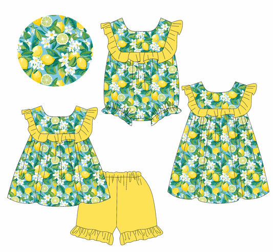 Baby Girl Lemon Ruffle Sibling Romper Dress Set ( Moq 5 Each Style ) 1.14