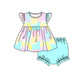 Baby Girl Short Sleeves Colorful Rabbit Easter Tops Shorts Set Moq 5